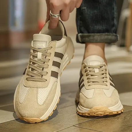 阿甘男鞋春夏季潮流真皮休闲运动鞋男款厚底莆田老爹潮鞋2024新款商品大图