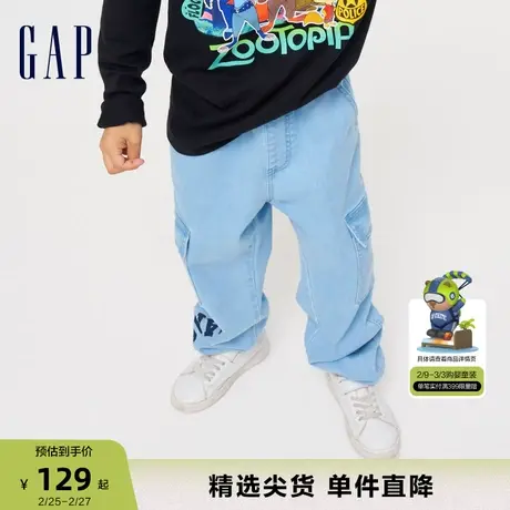 Gap男童春秋LOGO工装风宽松牛仔裤长裤儿童装洋气撒欢裤784942商品大图