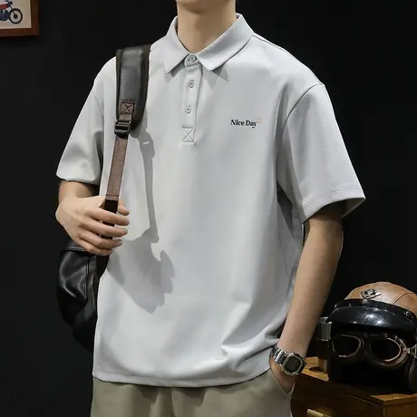 polo衫男短袖t恤男士半袖夏季宽松大码潮牌男装2024新款男款体恤商品大图