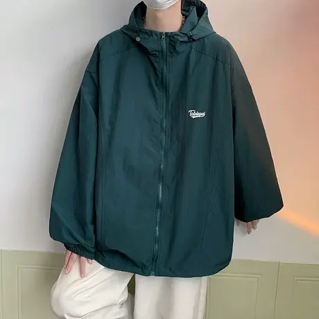 连帽冲锋衣男秋冬季2023新款宽松工装机能夹克外套港风休闲上衣服商品大图