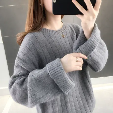 慵懒风宽松外穿韩版套头针织秋冬新款毛衣ins女森系复古港味图片