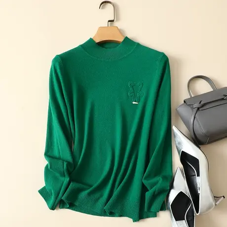 清仓！半高领毛衣套头打底衫女秋装新款内搭宽松百搭洋气针织衫女商品大图