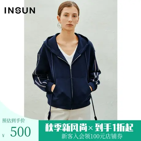 恩裳2023年春款新款柔软弹性蜂巢棉面料宽松简约运动外套商品大图