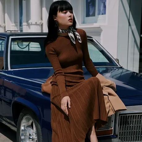 圆领修身羊毛针织衫秋装女2023年新款百搭螺纹针织内搭打底衫潮图片