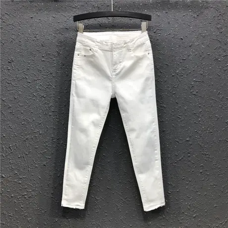 白色铅笔裤女2023夏季新款港味ins时尚小个子修身显瘦八分牛仔裤商品大图