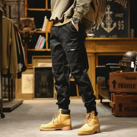 男士休闲裤冬季宽松束脚哈伦裤子ins潮牌工装2022新款长裤束脚男商品大图