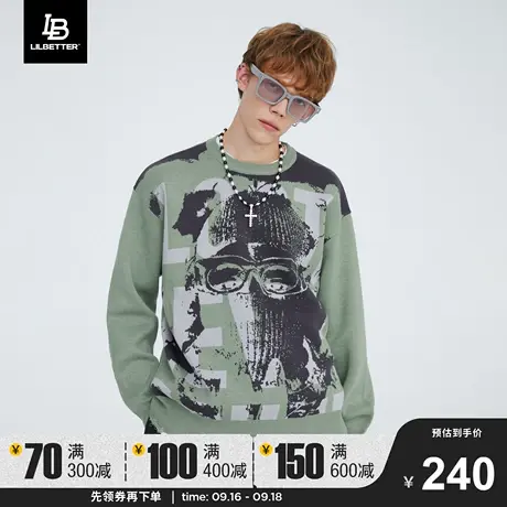 Lilbetter毛衣男秋冬款慵懒高级感打底毛衫潮男圆领宽松厚针织衫商品大图