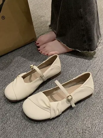 平底单鞋女夏季奶奶鞋2023新款配裙子豆豆鞋玛丽珍鞋温柔风晚晚鞋商品大图