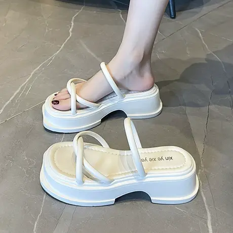 凉拖鞋女夏外穿2023年新款时尚百搭坡跟仙女风复古法式小众高跟鞋图片