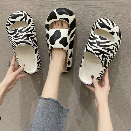 厚底防滑包头拖鞋女夏季ins潮时尚斑马纹外穿室内网红沙滩凉拖鞋商品大图