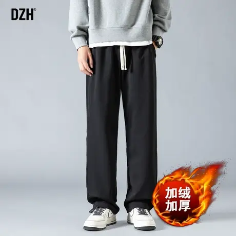 男士加绒卫裤男直筒宽松休闲裤子2024冬季新款运动男裤垂感阔腿裤商品大图