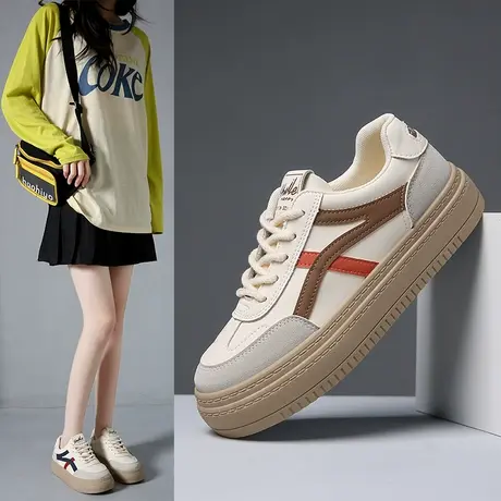 真皮休闲运动鞋女2024新款鞋子春季学生板鞋网红ins潮阿甘小白鞋商品大图