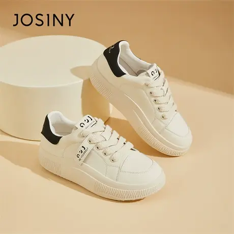 Josiny/卓诗尼厚底面包板鞋2024新款春季轻便运动女鞋增高小白鞋商品大图