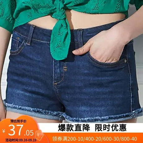 艾格夏季新款女装韩版宽松显瘦大码胖mm牛仔热短裤Z101商品大图