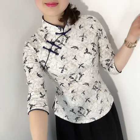 傲雪屋中国风春夏新改良短款盘扣旗袍上衣中式修身复古唐装女汉服商品大图