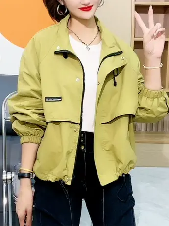 2023春秋工装休闲外套女百搭小个子上衣洋气减龄宽松短款夹克风衣商品大图