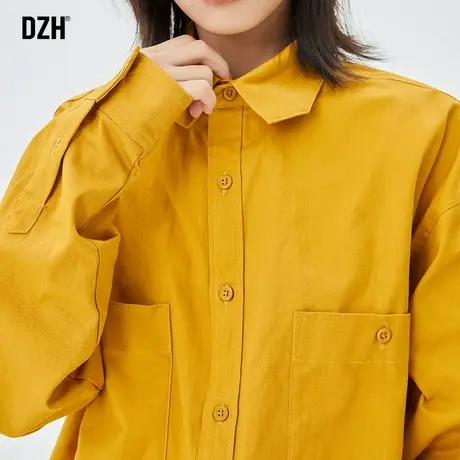 男士黄色衬衫男长袖高级感潮牌男装2023新款情侣衬衣外套春秋上衣商品大图