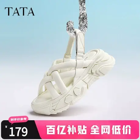 Tata他她运动凉鞋女休闲厚底沙滩松糕凉鞋女2024夏季新款WBQ01BL3商品大图