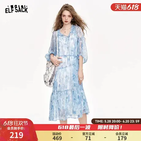 妖精的口袋法式雪纺碎花连衣裙女2025年春夏新款气质显瘦度假裙子图片
