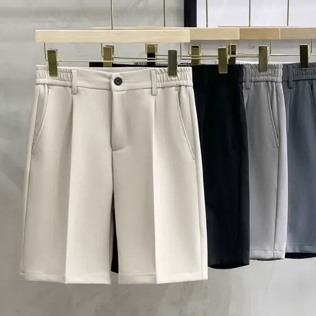 短裤男夏季薄款潮流修身休闲西裤ins潮牌外穿纯色五分直筒中裤子商品大图