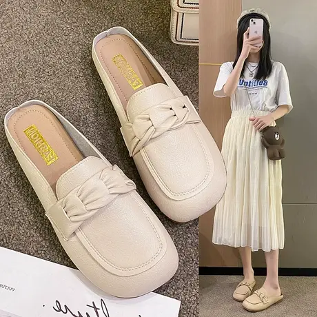 外穿一脚蹬半拖鞋孕妇专用单鞋女脚浮肿软底防滑休闲宽松乐福豆豆商品大图