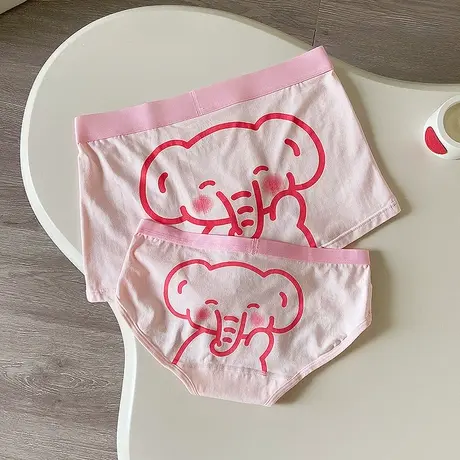 嘟嘟粉象~情侣内裤纯棉一男一女送男友卡通可爱甜美三角平角短裤商品大图
