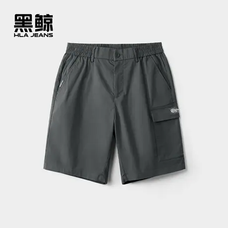 海澜之家旗下黑鲸松紧腰休闲中裤2025年夏季新品工装短裤一款两色商品大图