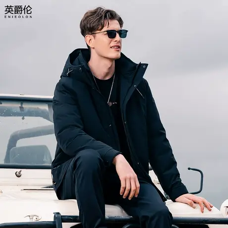 英爵伦90白鸭绒子连帽羽绒服男冬季新款保暖外套男士潮牌工装衣服商品大图