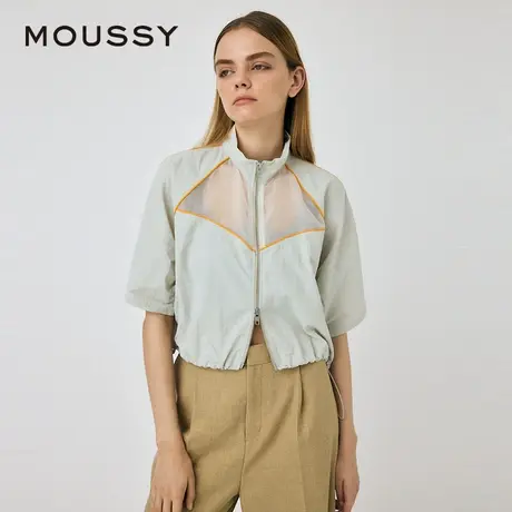 MOUSSY 夏季通勤拼接抽绳立领衬衫外套010HSL80-2441图片
