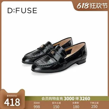 Dfuse2024春夏款小方头单鞋百搭漆皮平底通勤乐福鞋DF41112031图片