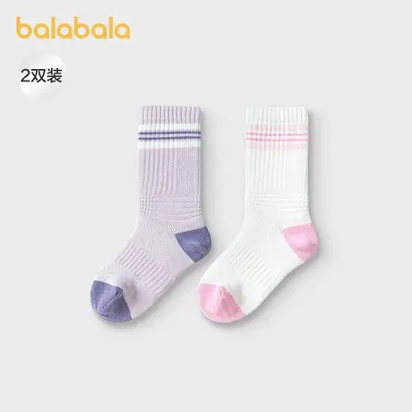 【商场同款】巴拉巴拉女童袜子秋新品儿童运动风袜吸湿抗菌两双装图片