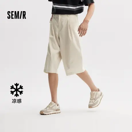 森马休闲中裤男2024夏季新款凉感抑菌七分裤子松紧腰简约纯色通XY商品大图