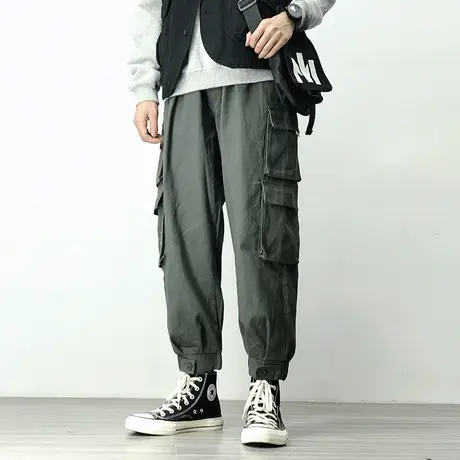 日系工装裤男秋季美式多口袋纯棉束脚裤潮牌复古宽松百搭休闲长裤商品大图