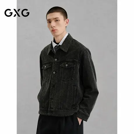 GXG男装 暗纹提花牛仔夹克通勤外套 24冬品G24XE84005商品大图