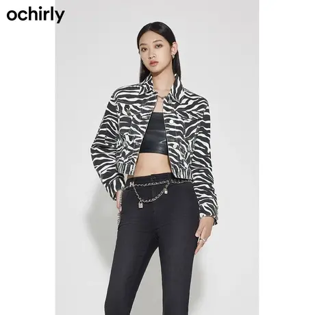 【首降】欧时力 工装风牛仔外套女新款冬装金属扣纯棉休闲宽松图片