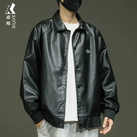 PU皮机车服皮衣外套男冬季宽松大码胖子美式加肥加大码男士夹克潮商品大图