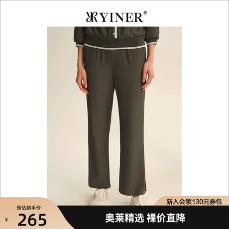 YINER音儿专柜女装2022秋季新款松紧腰高腰垂感阔腿裤商品大图