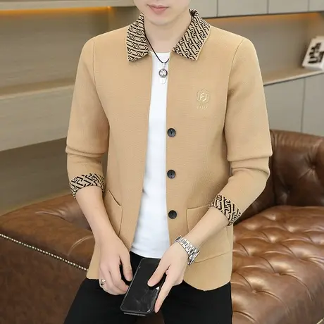 开衫毛衣男款高级感2023春秋季潮牌宽松休闲针织衫慵懒风线衣外套商品大图