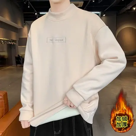 卫衣男士秋冬季2023新款加绒加厚半高领宽松韩版潮流打底衫线衣服图片