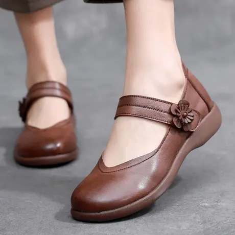 平底玛丽珍鞋女复古圆头真皮单鞋女2025新款春季大码小皮鞋40-43图片