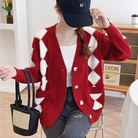 短外套女春秋款2023新款春季女士毛衣开衫慵懒风宽松休闲洋气上衣商品大图