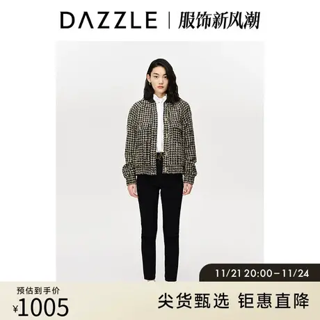 DAZZLE地素奥莱 春季复古粗花呢棒球服夹克外套女图片