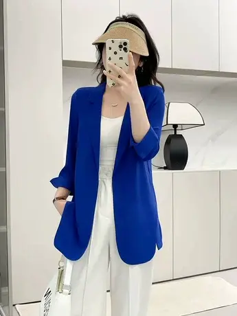 小西装外套女韩版夏季薄款宽松显瘦洋气网红雪纺西服上衣防晒外套图片