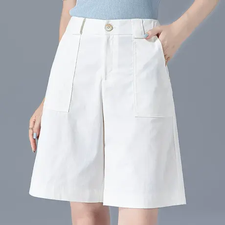 白色短裤女夏薄款天丝新款冰丝五分裤女夏季a字阔腿中裤休闲5分裤商品大图