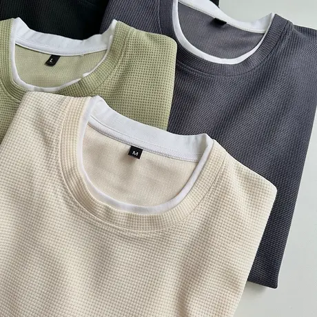 chic复古港味华夫格圆领卫衣女春秋装韩版百搭宽松显瘦无帽上衣服商品大图