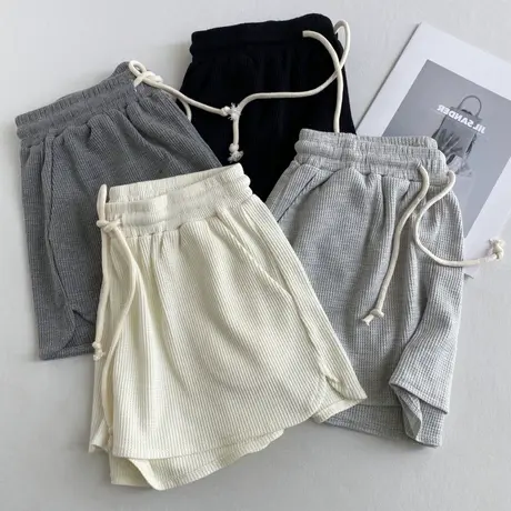 大码vintage短裤女夏季宽松韩版chic港味高腰运动休闲百搭裤子ins图片