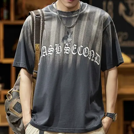 Modi Nick/摩帝尼克时尚潮牌男士t恤潮流宽松纯色男士t恤纯棉舒适商品大图