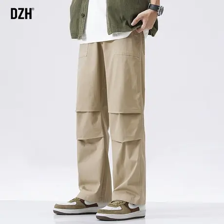 男生卡其色裤子男秋冬新款宽松2023新款休闲裤直筒阔腿长裤工装裤商品大图