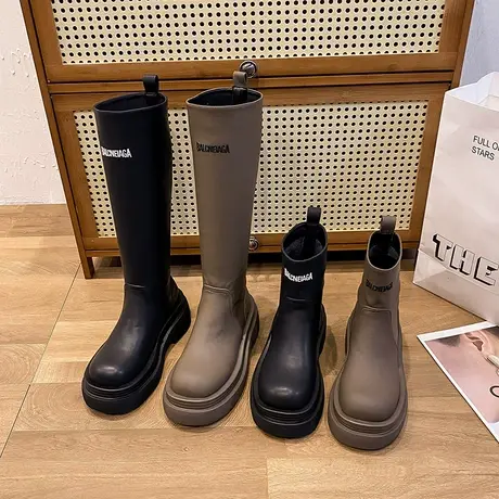 靴子2023新款爆款复古显瘦炸街ins粗跟高跟长筒靴网红马丁小短靴商品大图