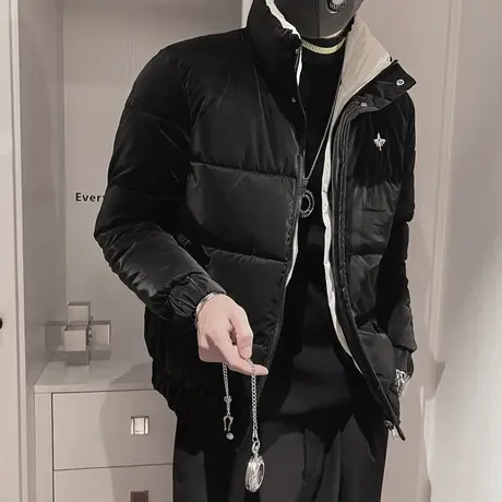棉衣冬季2023新款时尚韩版修身立领加厚个性潮牌痞帅冬款棉服外套图片